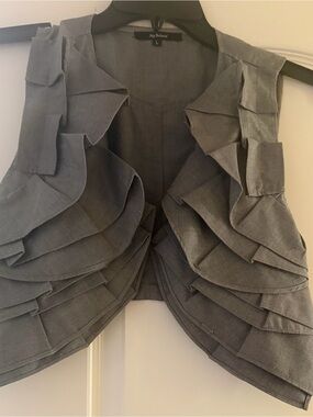 My Beloved Grey Layered Ruffle Open-Front Vest